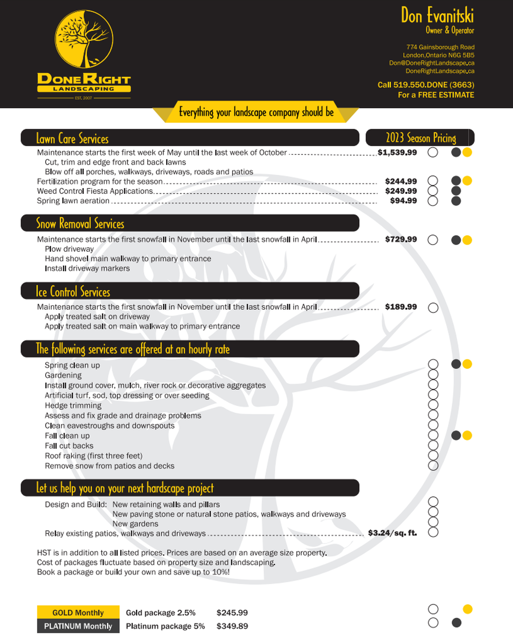 Price List